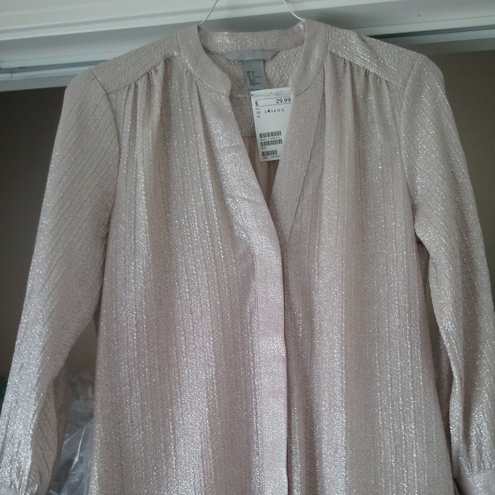 H&M Glittery Sparkly Hi Low Blouse NWT Sz 4